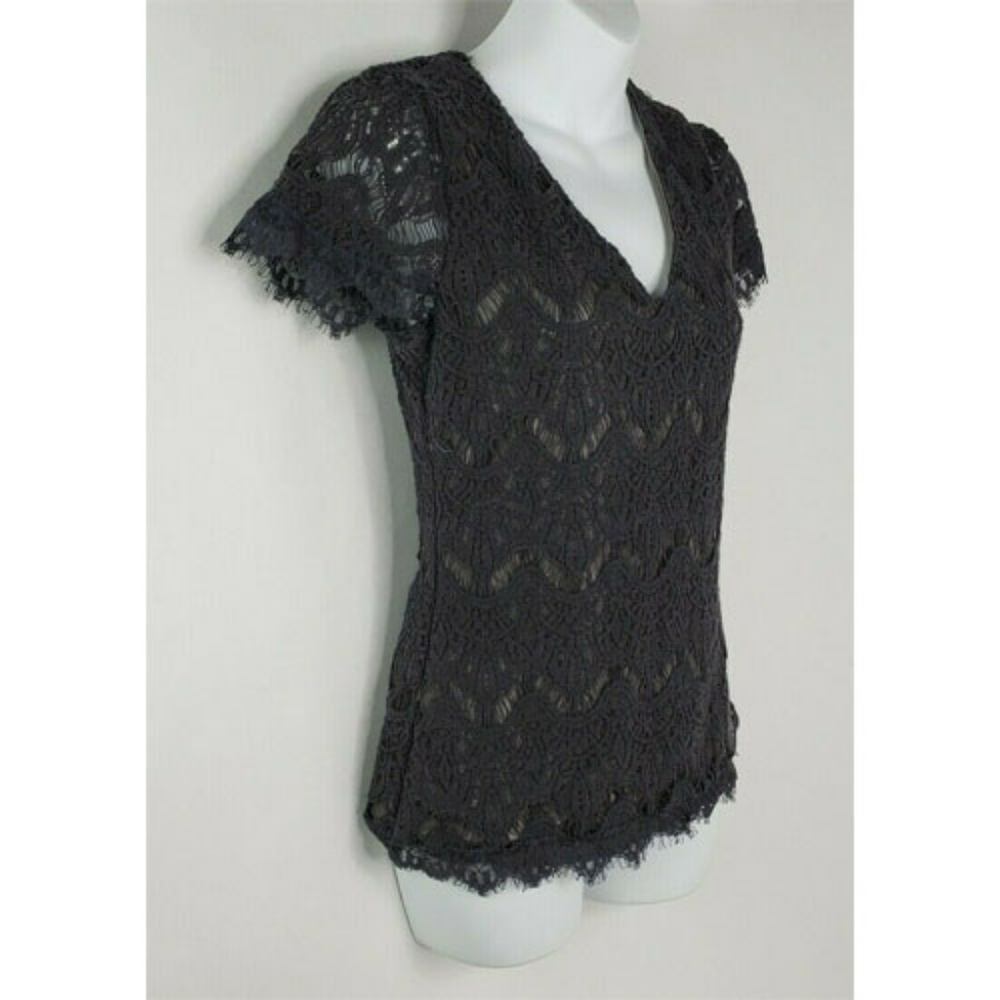 BKE Buckle Boutique Olive Green V-Neck Lace Size S - Picture 2 of 5